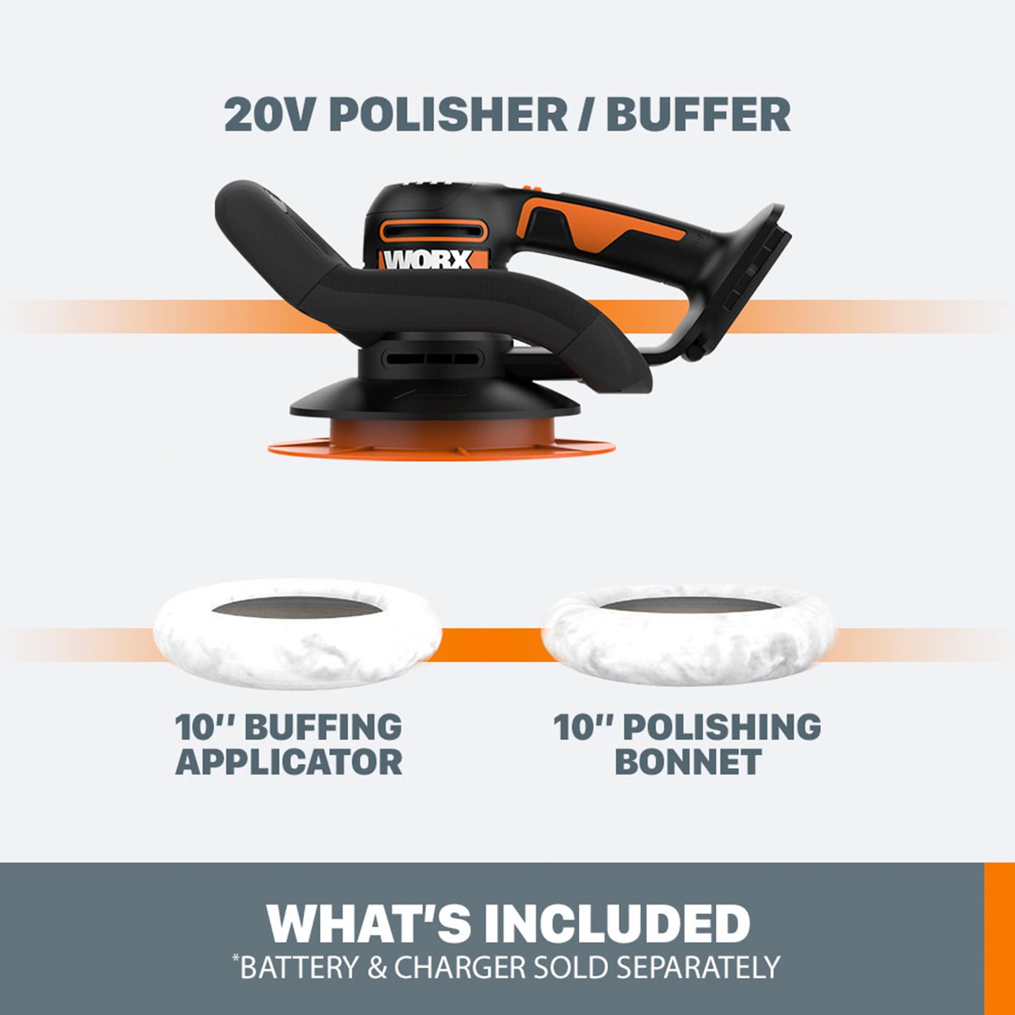 20V Worx WX856L.9 10" Orbital Buffer/Polisher (Tool Only)