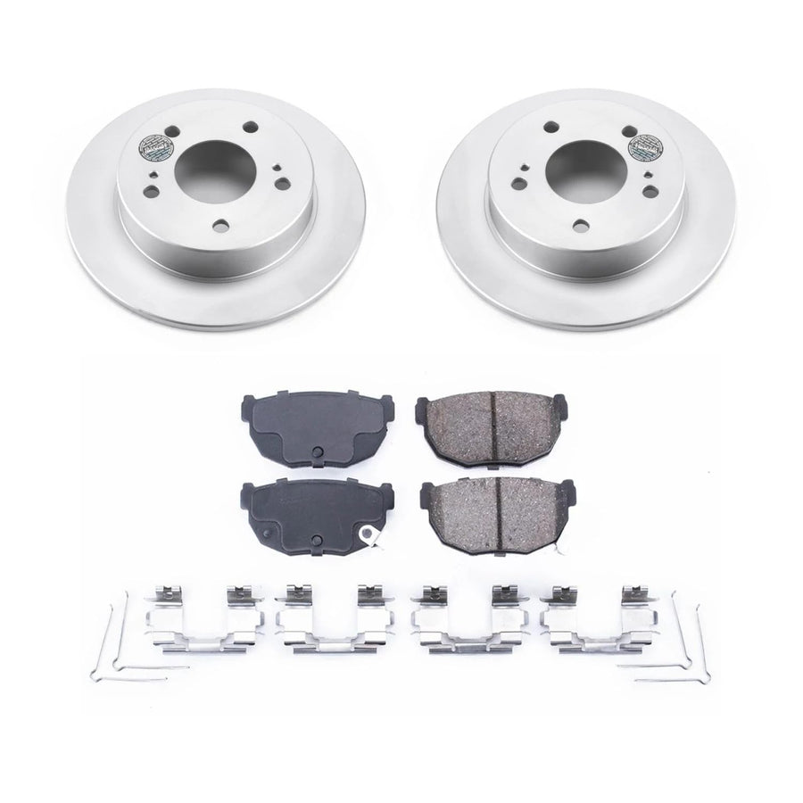 Power Stop Coated CRK1174 Brake Rotors and Z17 Ceramic Brake Pads Kit For Nissan 240SX 1994-1998 [Model Specific]