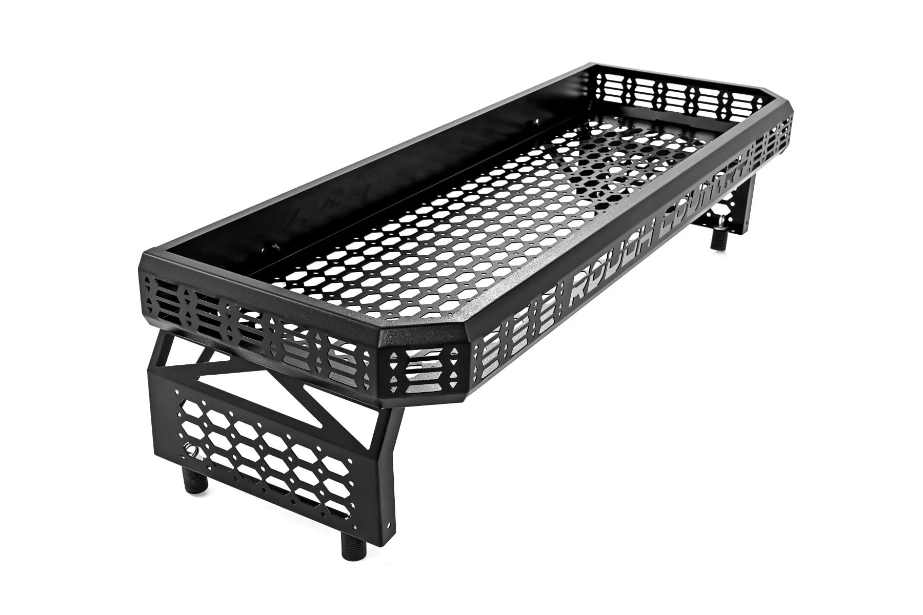 Over Bed Cargo Rack Rough Country for Polaris Ranger/Can-Am Defender (2010-2025) - Adds Elevated Storage Space, Molle Panel Sides, Easy Bolt-on Install