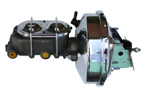 9 Inch LEED BRAKES Power Booster, 1-1/8 Inch Bore Cast Iron Master With Chrome Lid (Chrome)