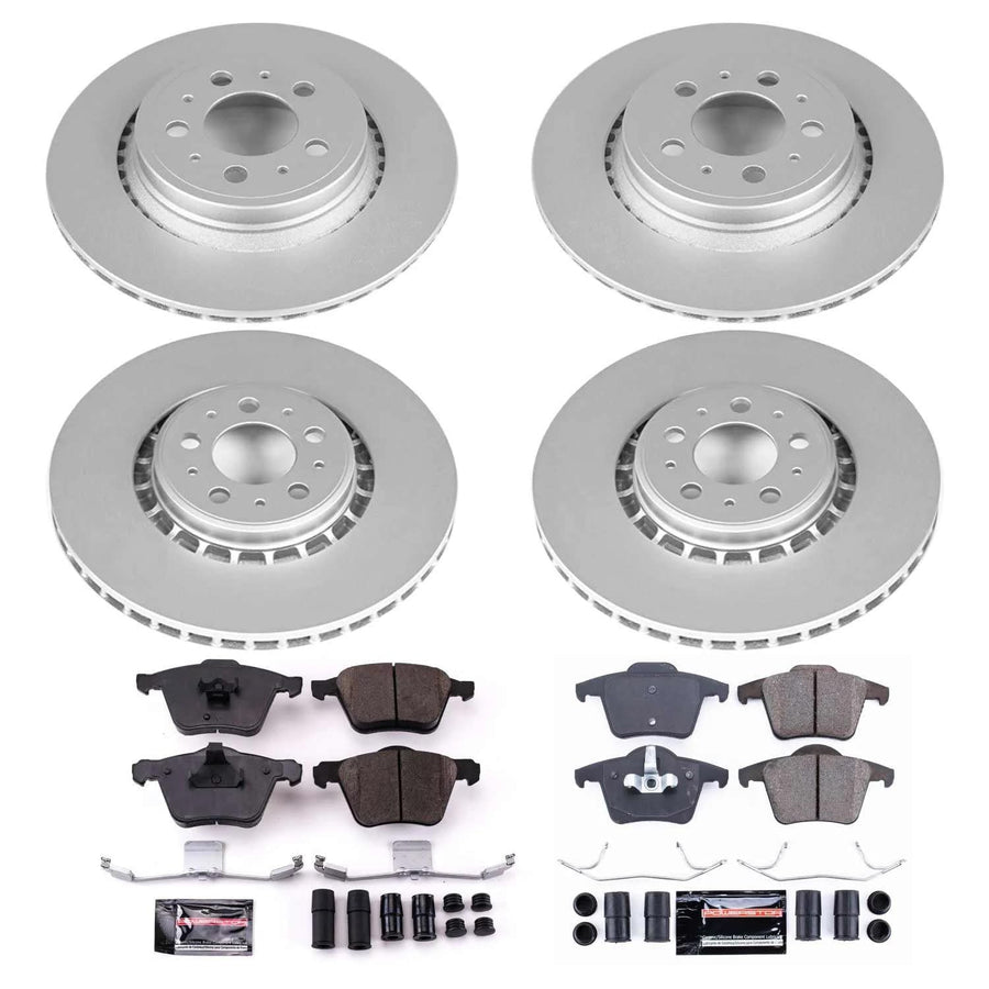 Power Stop Z23 Evolution Geomet Coated Brake Kit For Volvo XC90 Front and Rear 2003-2014 [Model Specific]