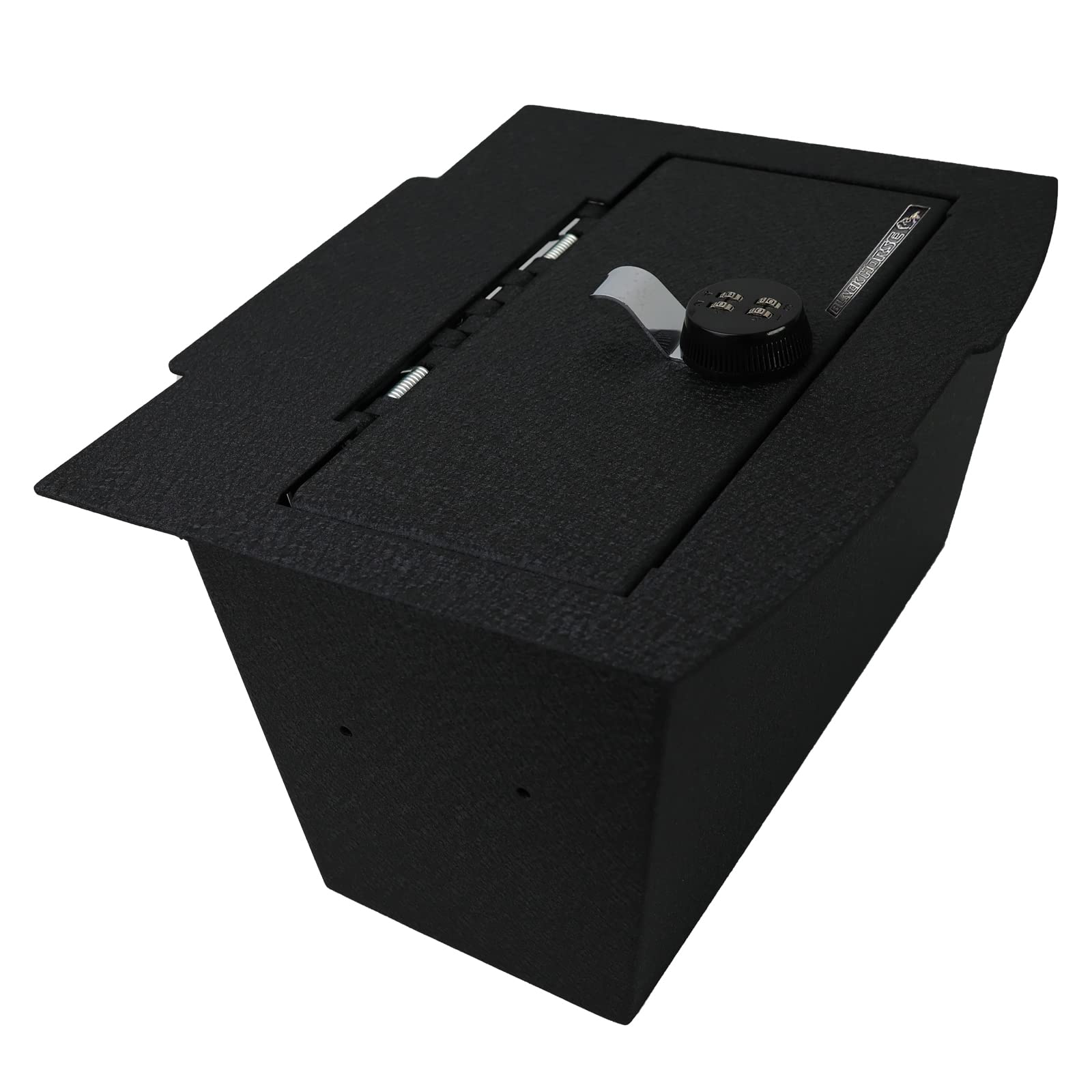 Black Horse Security Lock Box Center Console Safe, Black Gun Box Organizer, with 4 Digit Combination Resettable Lock Compatible with 19-25 Ram 1500,2500, 3500 (Excl. Classic and TRX Models)-ASDR02