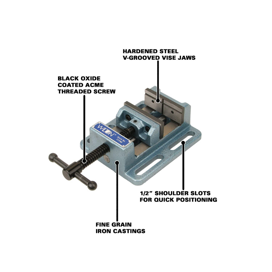 Wilton Drill Press Low-Profile Vise, 4" Jaw Width, 4" Jaw Opening, 1-1/2" Jaw Depth (Model LP4)