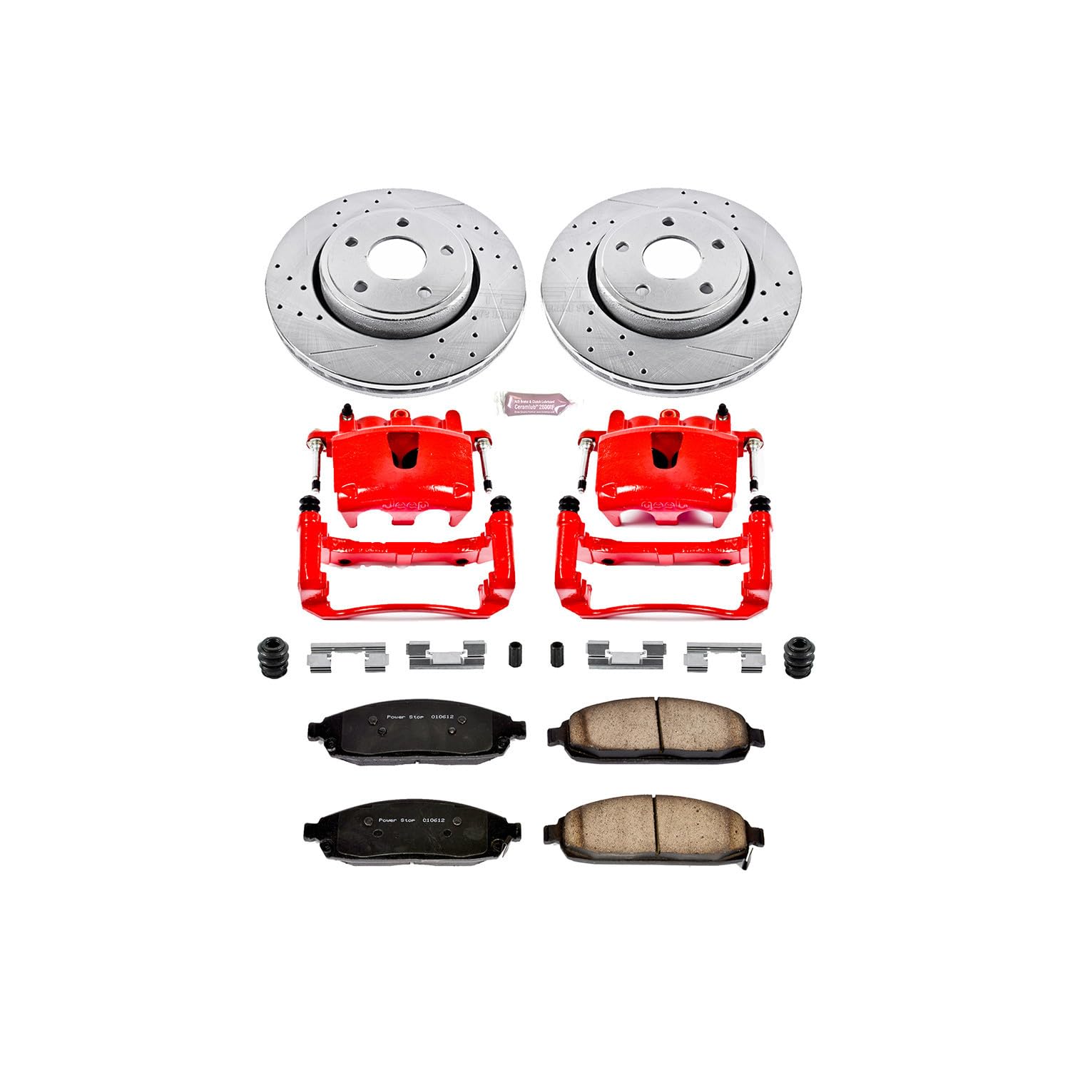 1-Click Performance Brake Kit Power Stop (KC2219) with Calipers For Jeep Commander 2006-2010 | Jeep Grand Cherokee 2005-2010 [Vehicle Specific]