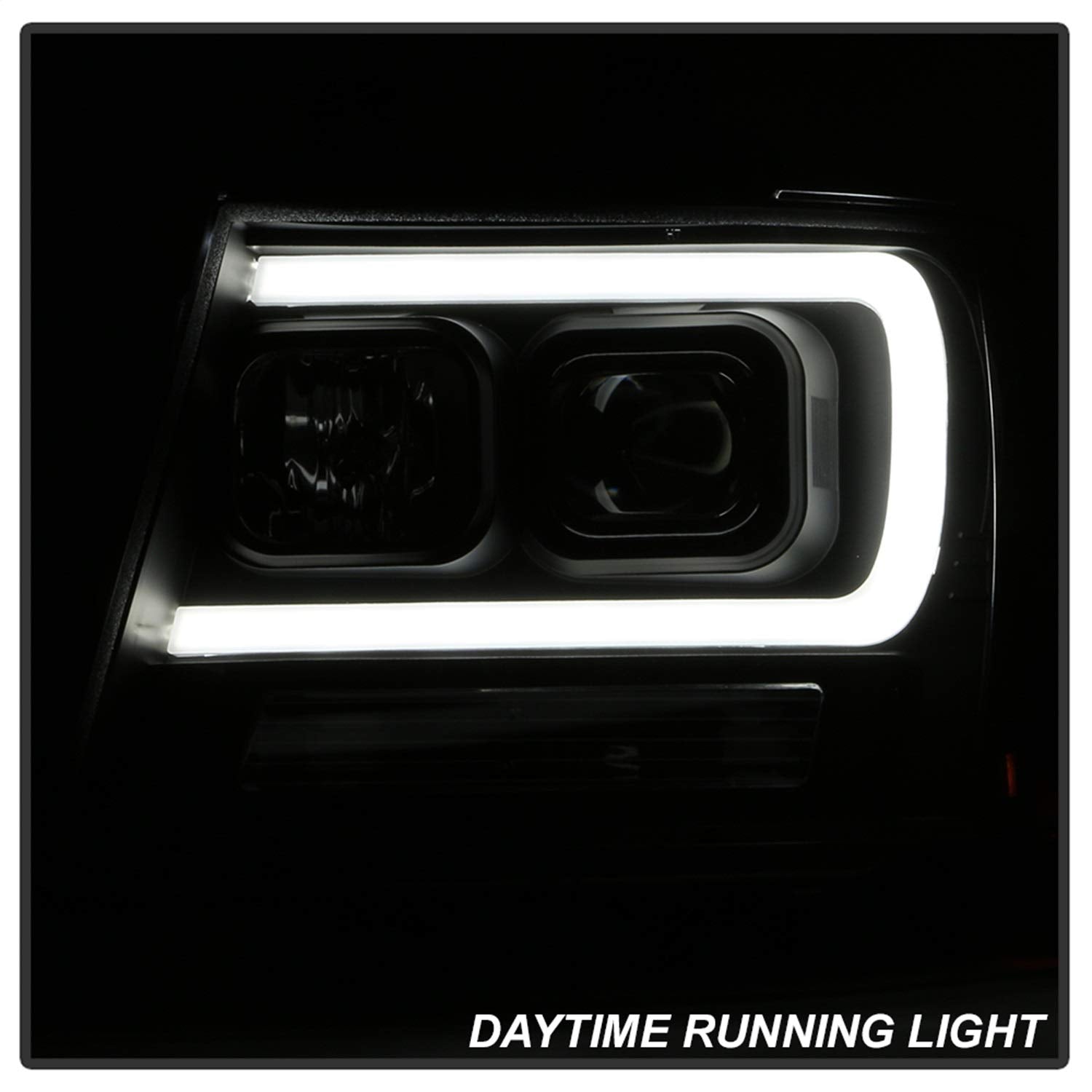 Chevy Suburban 1500/2500 07-14 / Chevy Tahoe 07-14 / Avalanche 07-14 Spyder 5085986 Version 2 Projector Headlights - High H1 (Included) - Low H7 (Included) Light Bar DRL - All Black