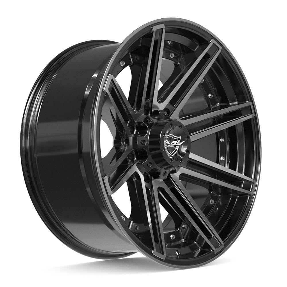 4PLAY 22 Inch Wheels 4P08 Rim Fits 8x180 Gloss Black Brushed with Tinted Clear (1)