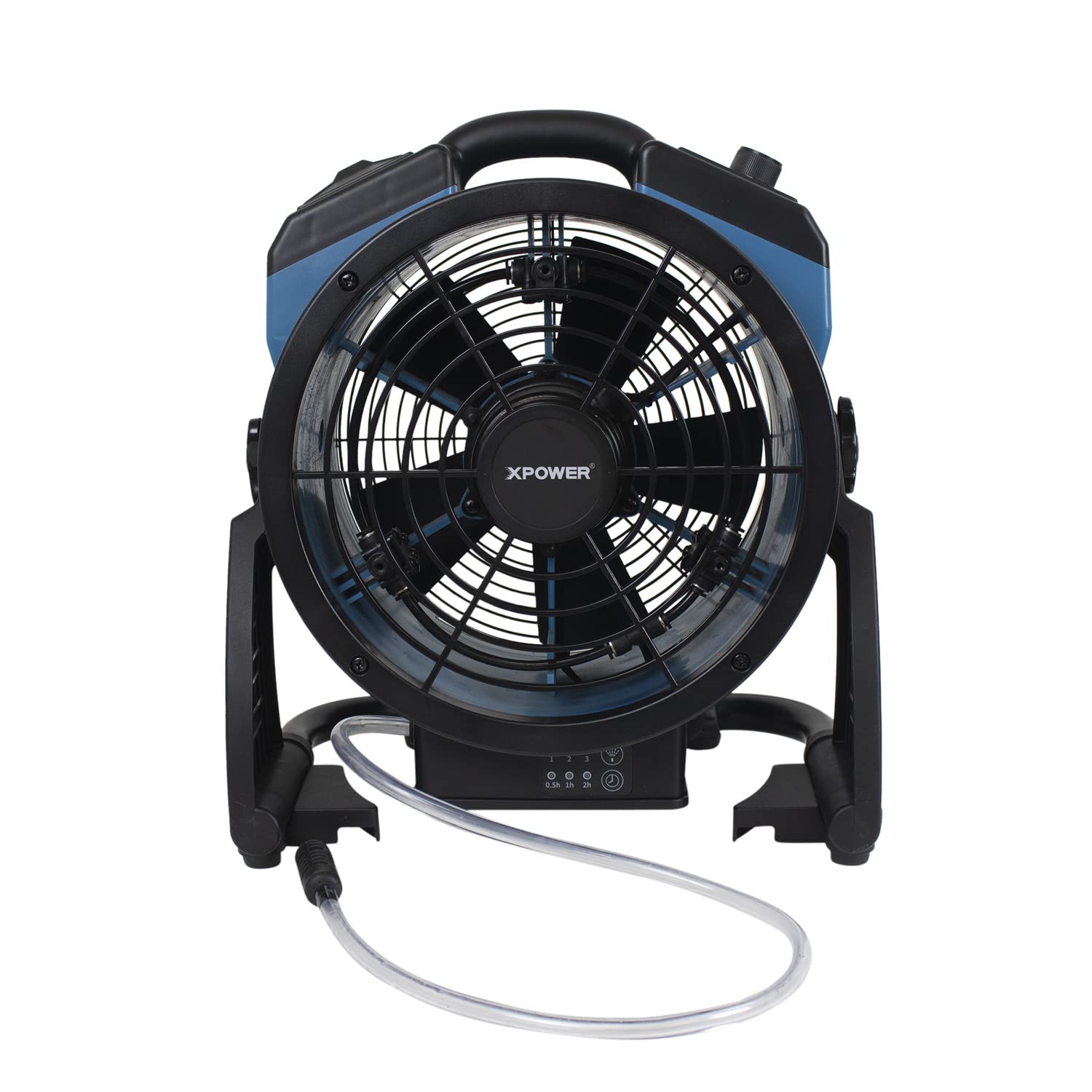 FM-65WB XPOWER Misting Fan, Battery Operated, Rechargeable, w/Water Pump, Mounts on 5 Gal Bucket, Outdoor Cooling, High Velocity, 14 In