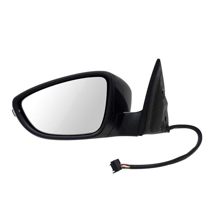 Driver Side Fit Mirror for Volkswagen Passat CC, Textured Black w/PTM Cover, w/Turn Signal, Puddle lamp, Foldaway, w/o auto dimming, w/o Memory, w/o Power Folding, Heated Power