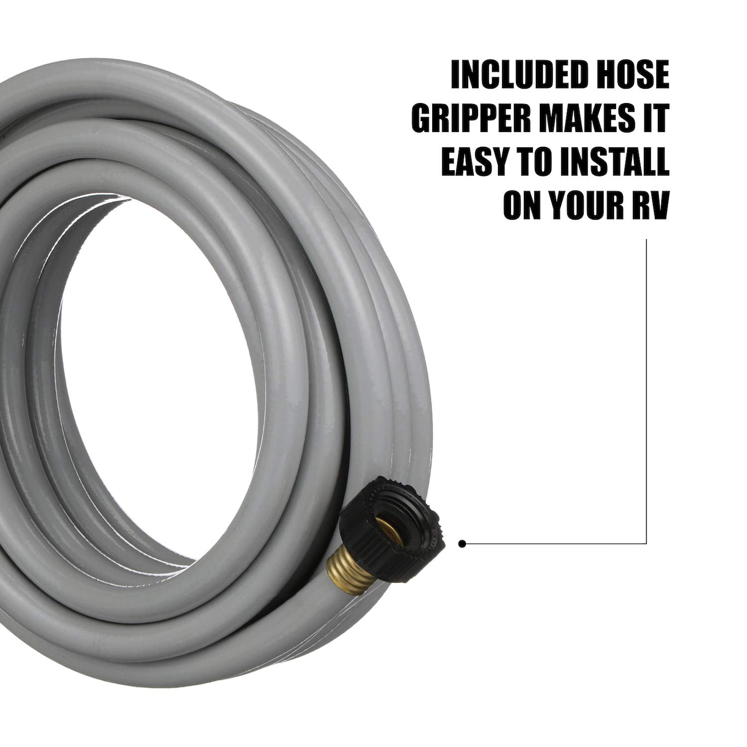 Flushing Hose Valterra for RVs, Campers, Trailers - 1/2" x 25', Gray