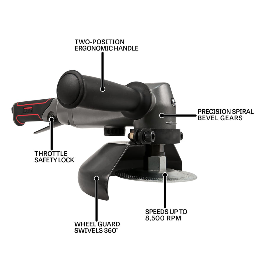 JET Pneumatic 7-Inch Angle Grinder, 8500 RPM (Model JAT-452)