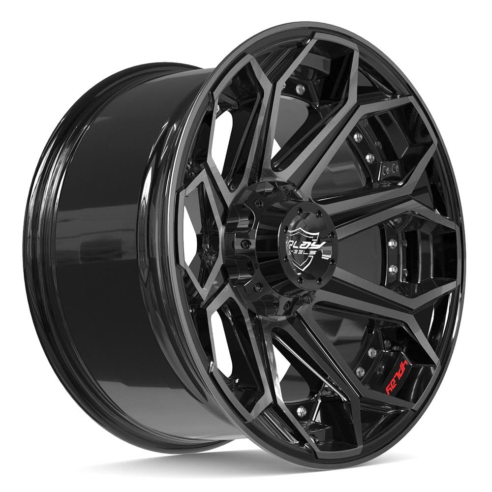 20 inch 4PLAY Wheels Rim Fits 6x135 + 6x139.7 Silverado Suburban Tahoe Expedition F150 Raptor 4P80R 20x10 Brushed Black Wheels