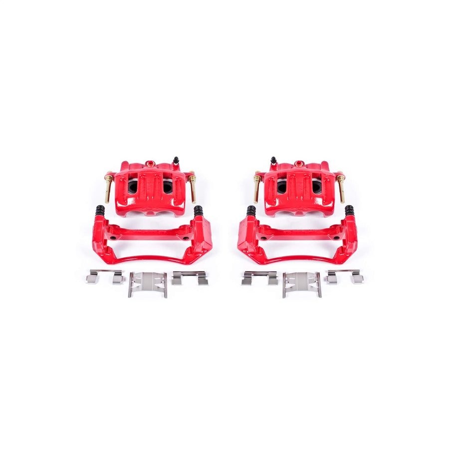 Power Stop S4634 Front Pair of High-Temp Red Powder Coated Calipers for Ford F-150 1997-2001 [Model Specific]