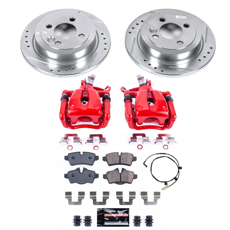 Power Stop Z23 Evolution KC6281 Rear Brake Caliper Kit-Brake Rotors, Carbon-Fiber Ceramic Brake Pads, Calipers For Mini Cooper 2007-2010 [Model Specific]
