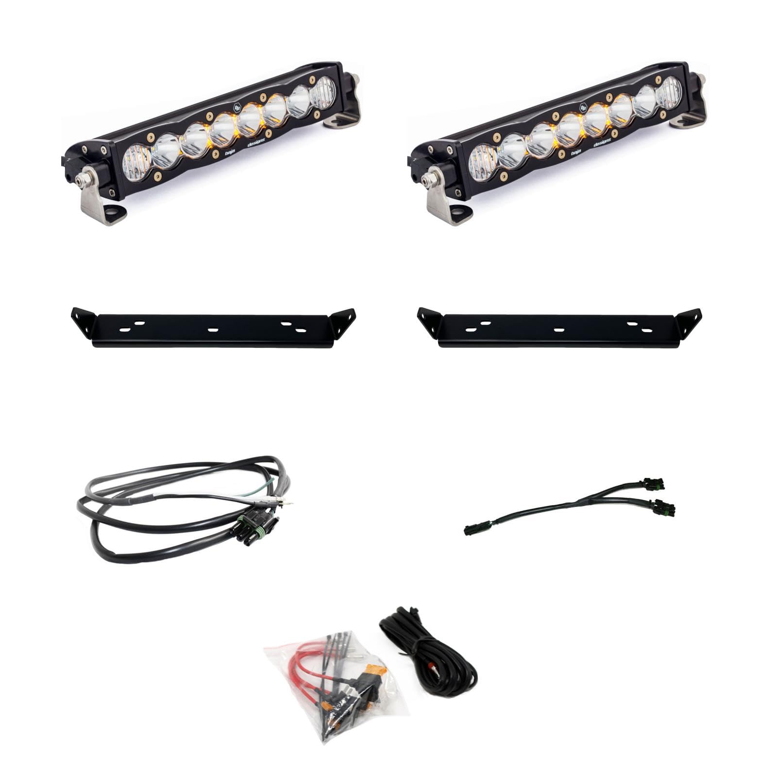 Baja Designs 10-inch S8 LED Bar Dual Behind Grille Light Kit for Ford F-150 Raptor 2021+ Truck (Driving/Combo; Clear)