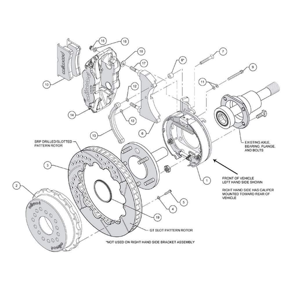 Rear FNSL4R P-Brk Kit,12.88", Drilled, Red