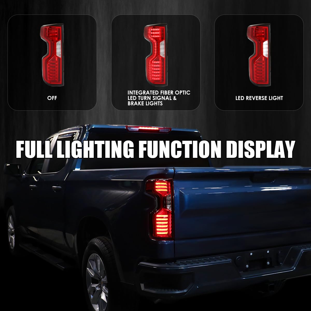 Full LED Tail Lights SPEC-D TUNING Compatible with 2019-2023 Chevy Silverado 1500, Left + Right Pair Tail Lamp Assembly