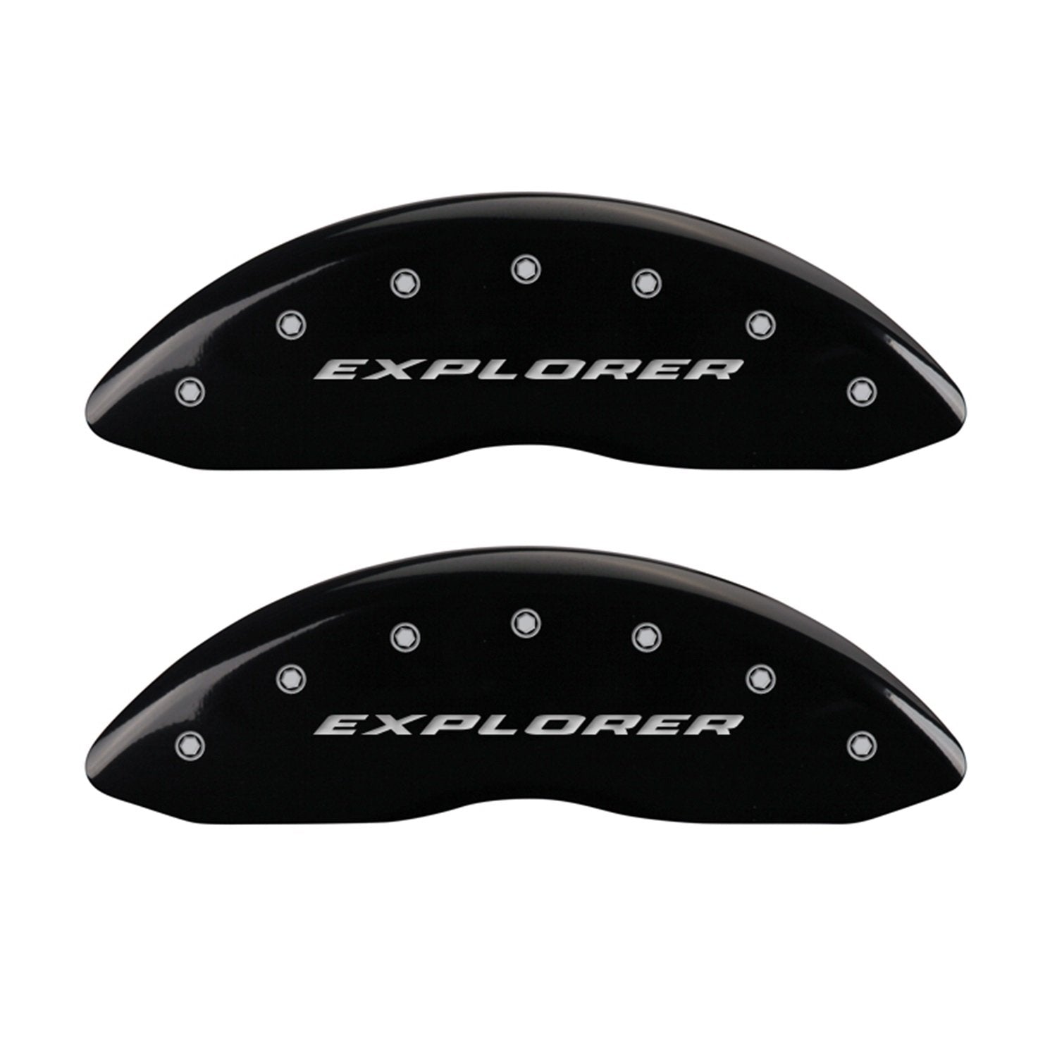 MGP 'Explorer' Caliper Covers 10215SXPLBK Engraved Caliper Cover with Black Powder Coat Finish and Silver Characters, (Set of 4)