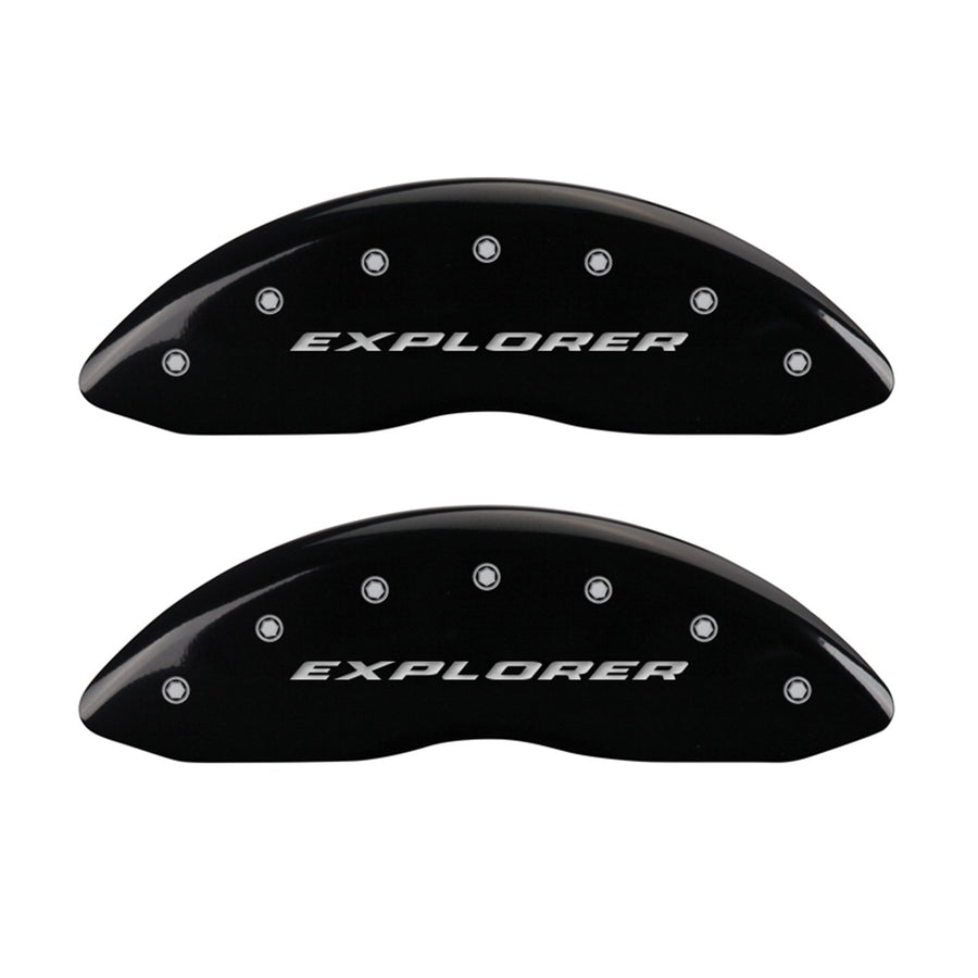 MGP 'Explorer' Caliper Covers 10215SXPLBK Engraved Caliper Cover with Black Powder Coat Finish and Silver Characters, (Set of 4)