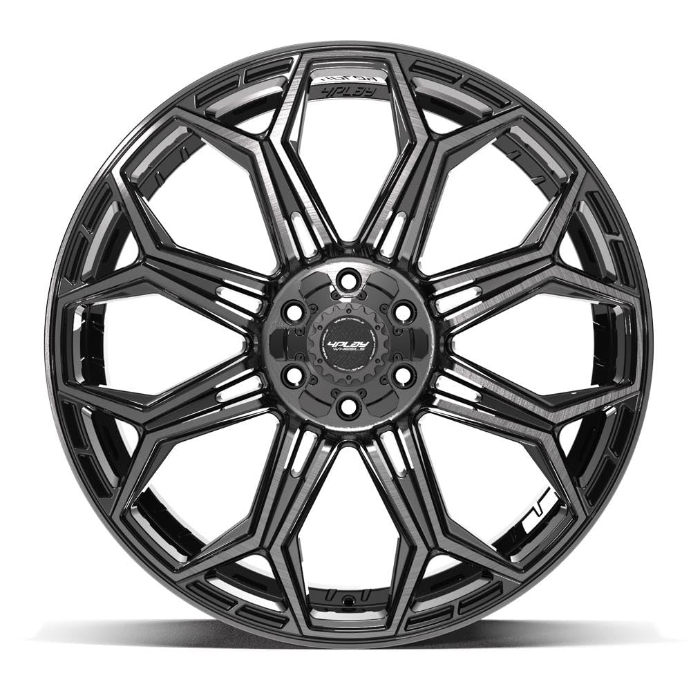 4PLAY Wheels 24 Inch Rim 4P83 Fits 6x135 & 6x139.7 24x12 Gloss Black Brushed with Tinted Clear (1)