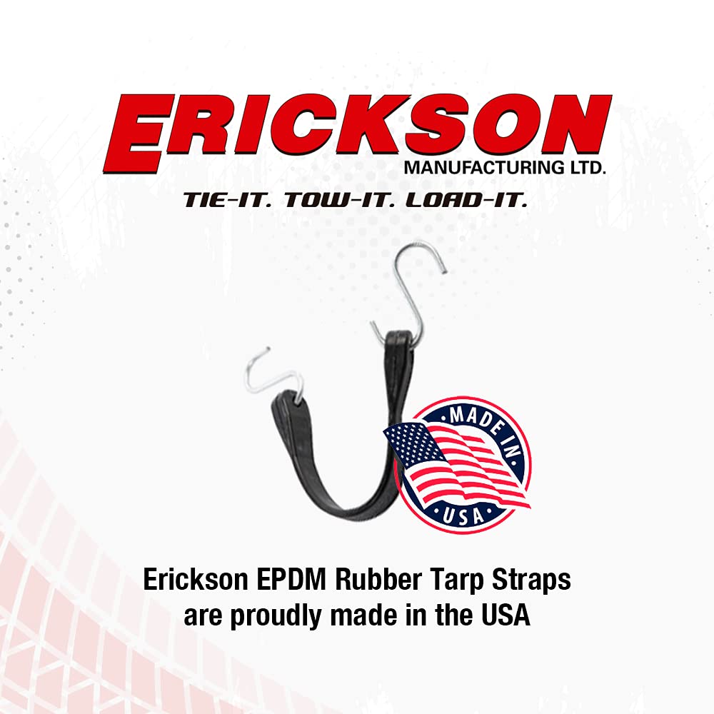 10" Long Erickson Industrial EPDM Rubber Tarp Strap, (Pack of 4)