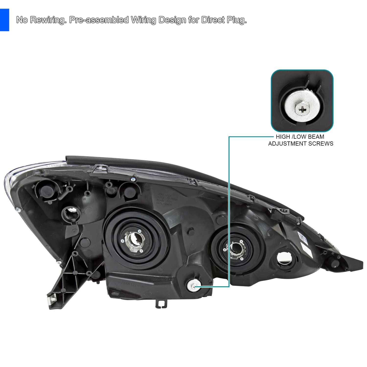 Driver Side Left Chrome Headlight Spec-D Tuning Compatible with 2006-2010 Toyota Sienna