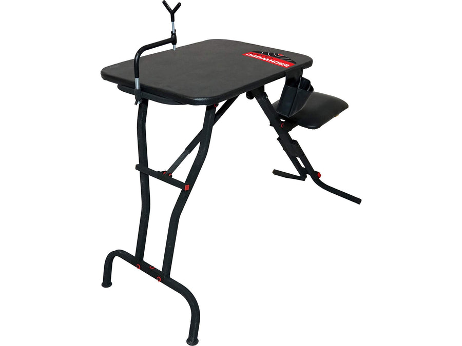 Ultra Steady BIRCHWOOD CASEY Lightweight Folding Shooting Bench with Seat, Adjustable Non-Scratch Rubber Coated Gun Rest & Two Shell/Gear Pockets