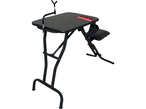 Ultra Steady BIRCHWOOD CASEY Lightweight Folding Shooting Bench with Seat, Adjustable Non-Scratch Rubber Coated Gun Rest & Two Shell/Gear Pockets