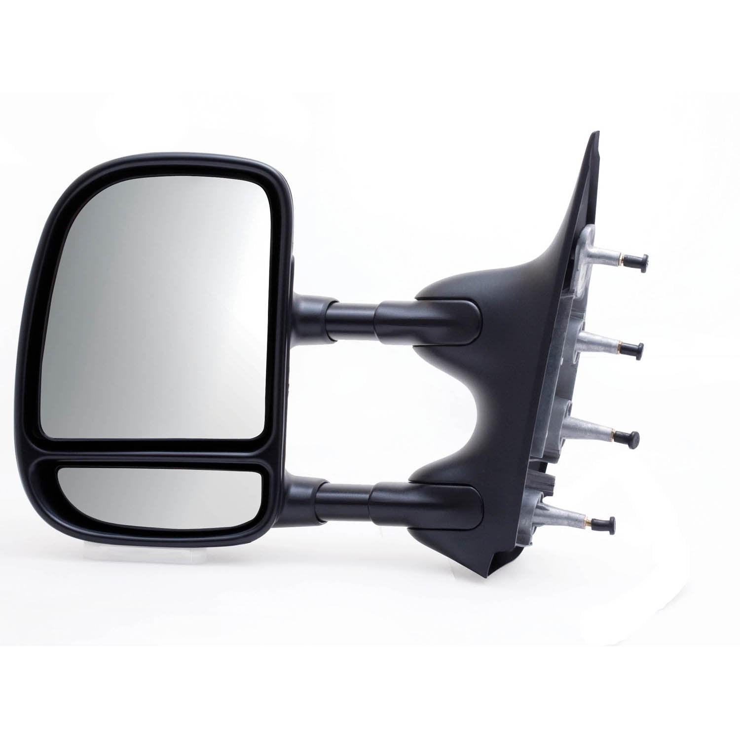 K Source Extendable Driver Side Towing Mirror for 2002-2014 E Series, Textured Black, Manual, Adjustable, Dual Lens, Flat Mirror, Foldaway