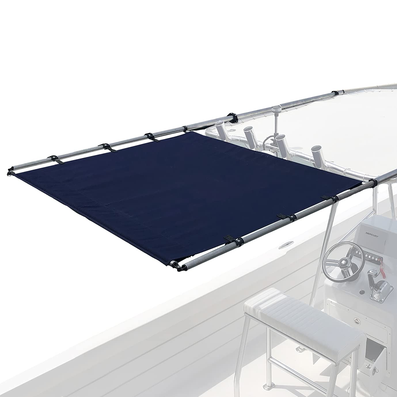 PTX Power Shade SureShade - 63" Wide (Navy) - Easy Installation on T-Top or Hardtop Boats - 600D Marine Canvas, Stainless Steel Frame - 12V DC Motors - Anti-Racking and Auto Shut-Off - PTXSS63NV
