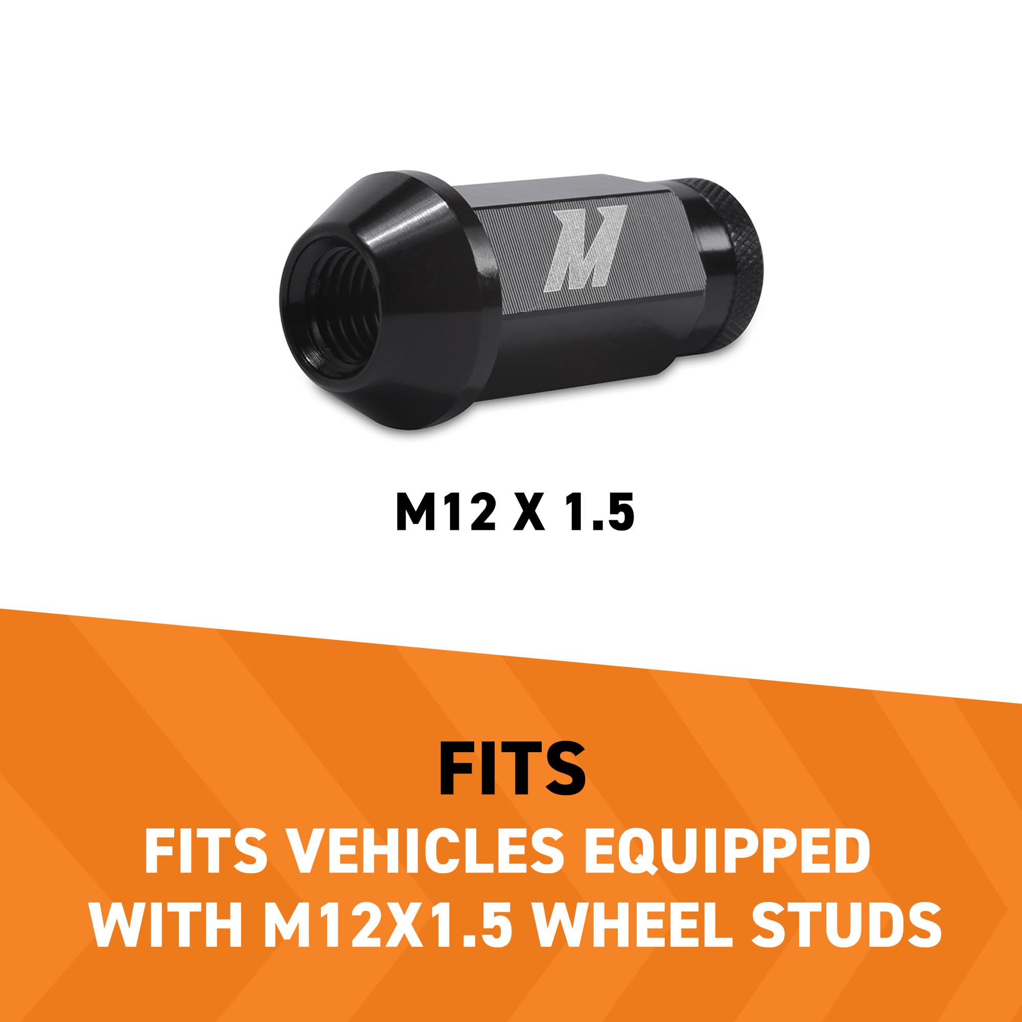 Mishimoto Black Aluminum Locking Lug Nuts Set, M12x1.5, 20 Pieces