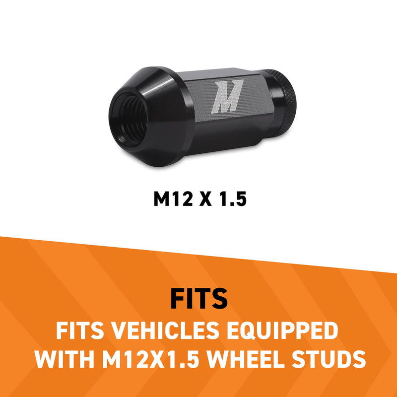 Mishimoto Black Aluminum Locking Lug Nuts Set, M12x1.5, 20 Pieces