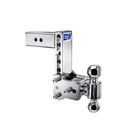 B&W Trailer Hitches Tow & Stow Chrome Adjustable Trailer Hitch Ball Mount - Fits 2.5" Receiver, Dual Ball (2" x 2-5/16"), 7" Drop, 18,000 GTW - TS20040C