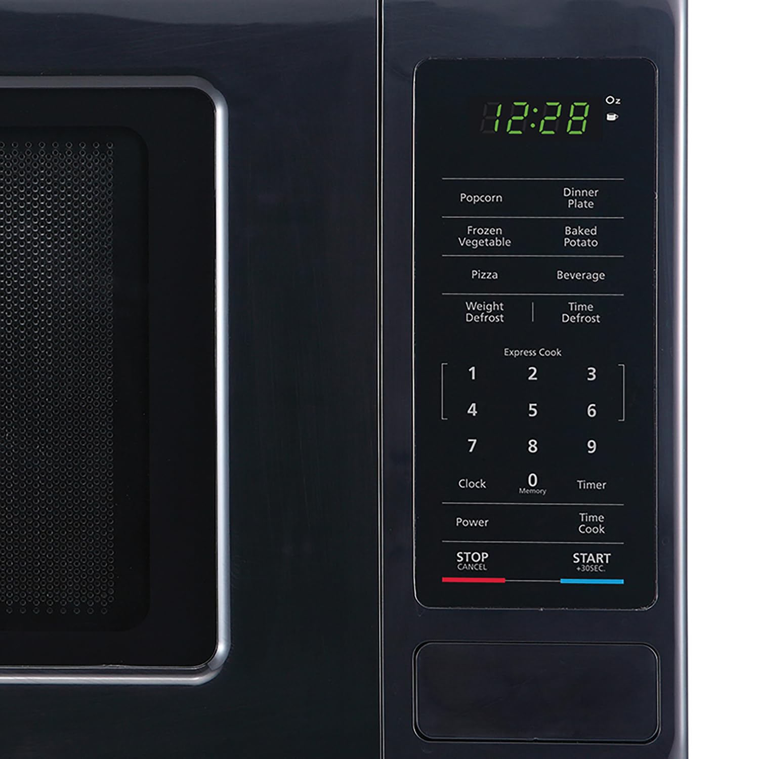 Magic Chef 0.9 Cubic Feet Stainless 900 Watt Countertop Microwave Oven for Compact Spaces with 6 Pre Programmed Cooking Modes, Black