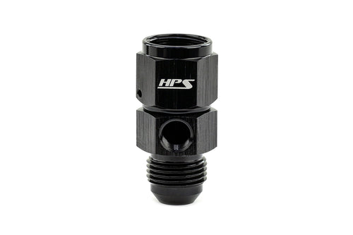 AN192-12 HPS AN to NPT Adapter Fitting, Male to Female Fuel Pressure Gauge with 1/8" NPT Female Port, Aluminum, Size: AN-12, Angle: Tee, Black