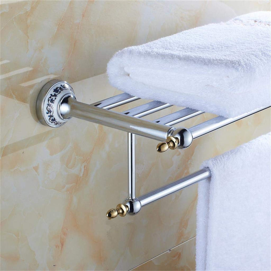 Stainless Steel BTBT Double Bathroom Towel Racks, Wallmounted, Bathroom Accessories Bathroom Shelf (color : Gold)