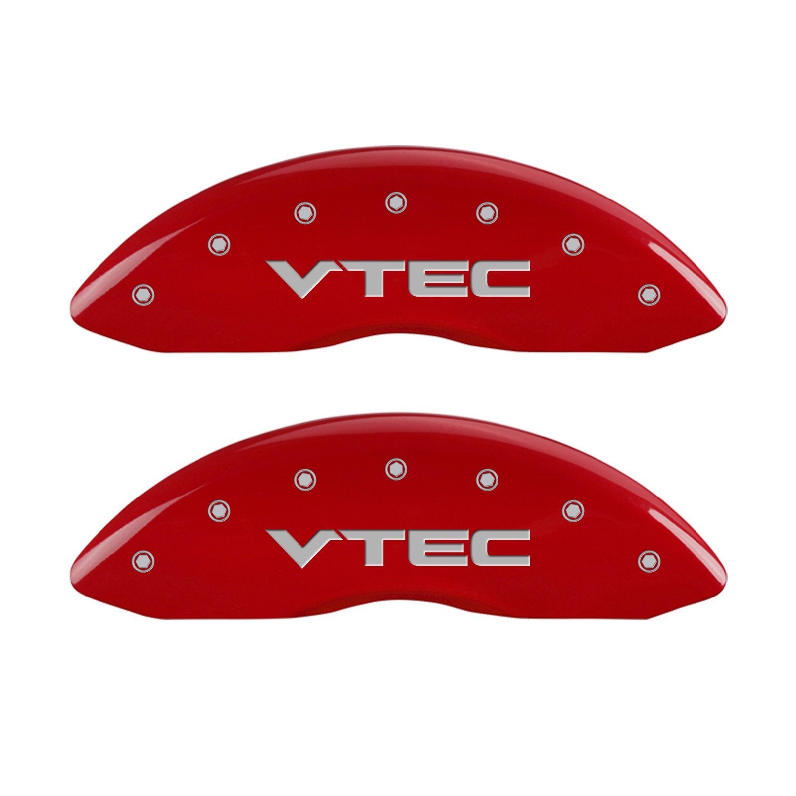 MGP Caliper Covers Front and Rear 39011SVTCRD Red Powder Coat Finish, Set of 4 (Vtech Silver Characters, Engraved)