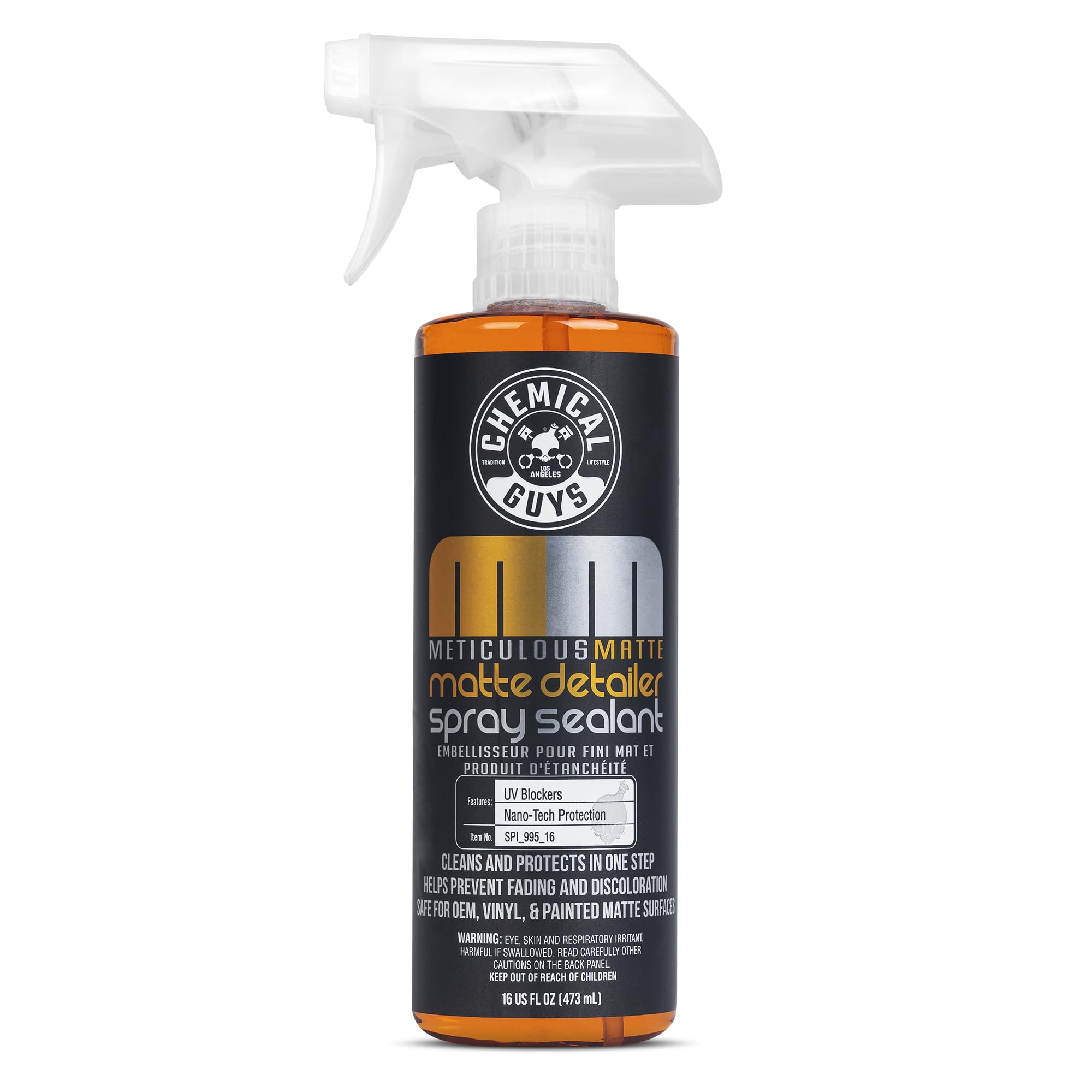 Chemical Guys Matte Finish Meticulous Detailer and Spray Sealant – Quick Detailer Spray for Satin and Matte Surfaces – Safe for Vinyl Wraps on Cars, Trucks & SUVs, 16 oz