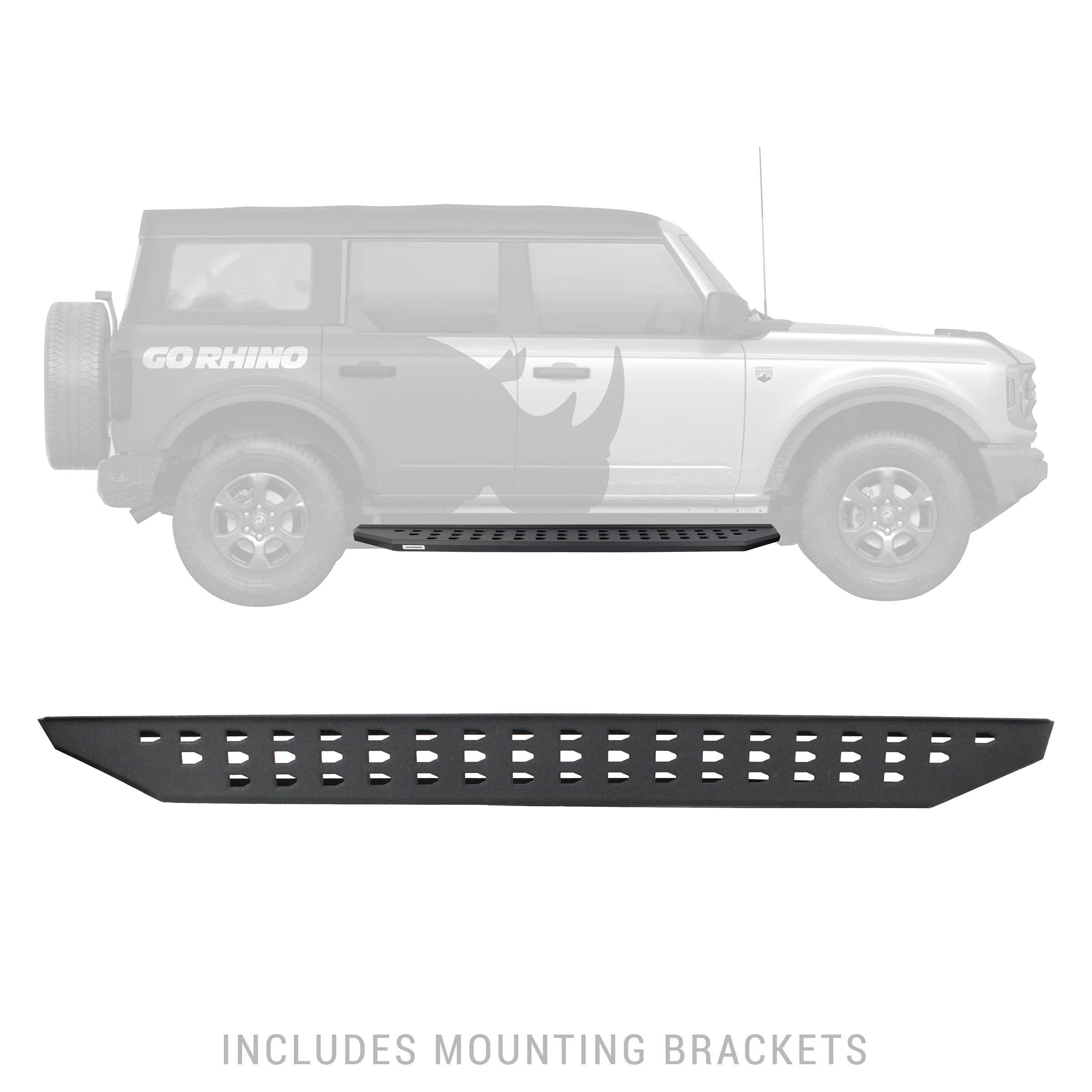 Go Rhino Running Boards & Brackets RB20 | Galvanized Steel, Textured Black | 69412973PC | Fits 2021-2025 Ford Bronco 2-Door (Excludes Bronco Sport)