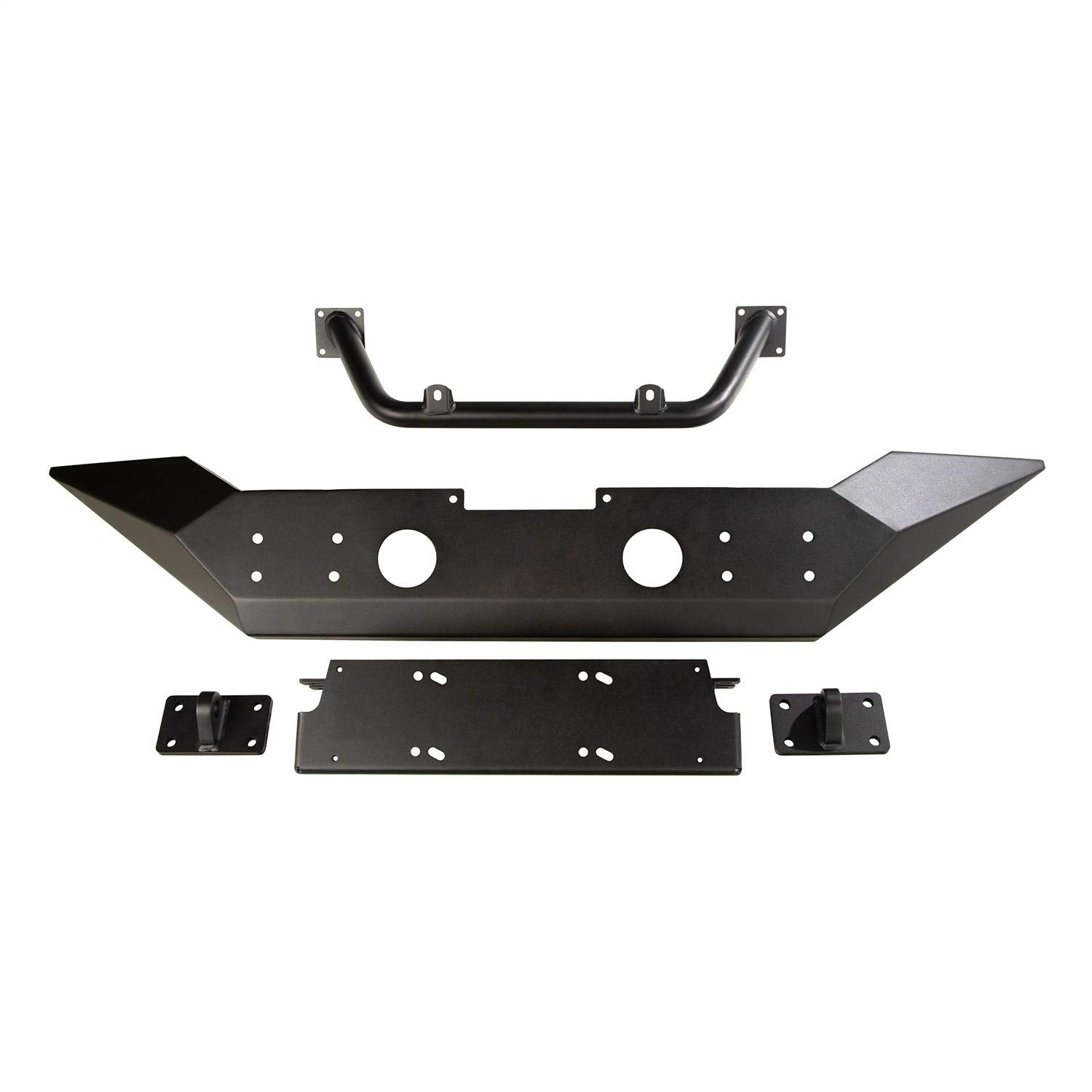 Spartan Rugged Ridge Bumper, Front for Wrangler/Gladiator | Full-Width w/High-Clearance Ends, Overrider, Steel, Black | 11548.41 | Fits 2018-2025 Jeep Wrangler JL; 2020-24 Jeep Gladiator JT