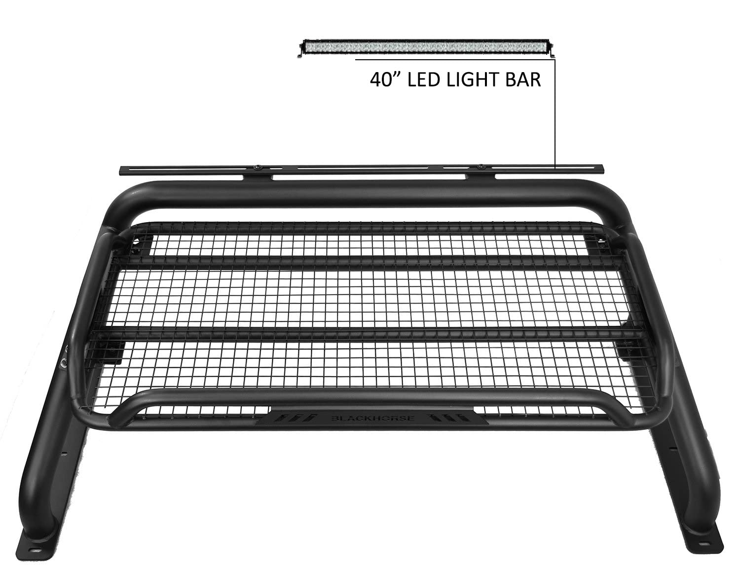 Atlas Roll Bar Black Horse W/40 in LED Light Bar Compatible with 2005-2021 Nissan Frontier-ATRB7BK-KIT