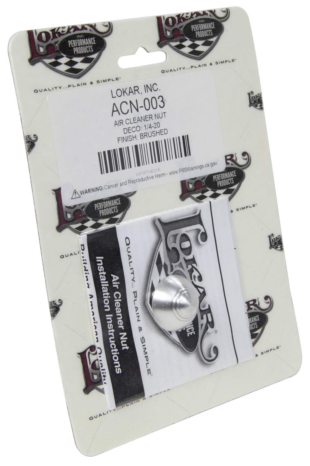 ACN-003 Lokar Performance Products Air Cleaner Nut - Deco -1/4-20 -Brushed
