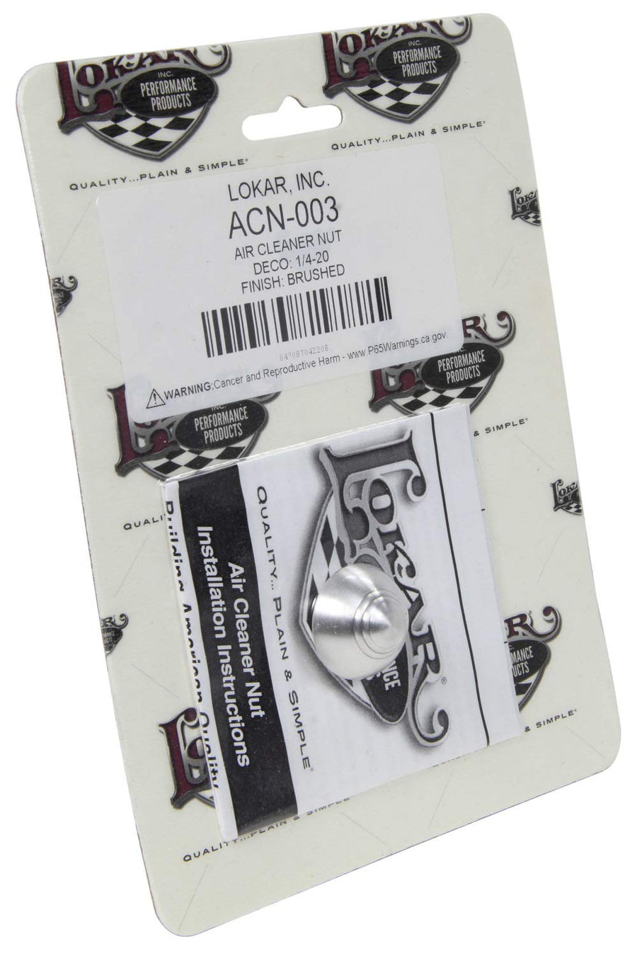 ACN-003 Lokar Performance Products Air Cleaner Nut - Deco -1/4-20 -Brushed