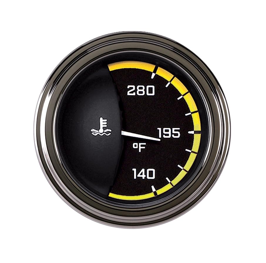 AX26YSLF Classic Instruments Autocross Yellow 2-1/8" Water Temperature Gauge