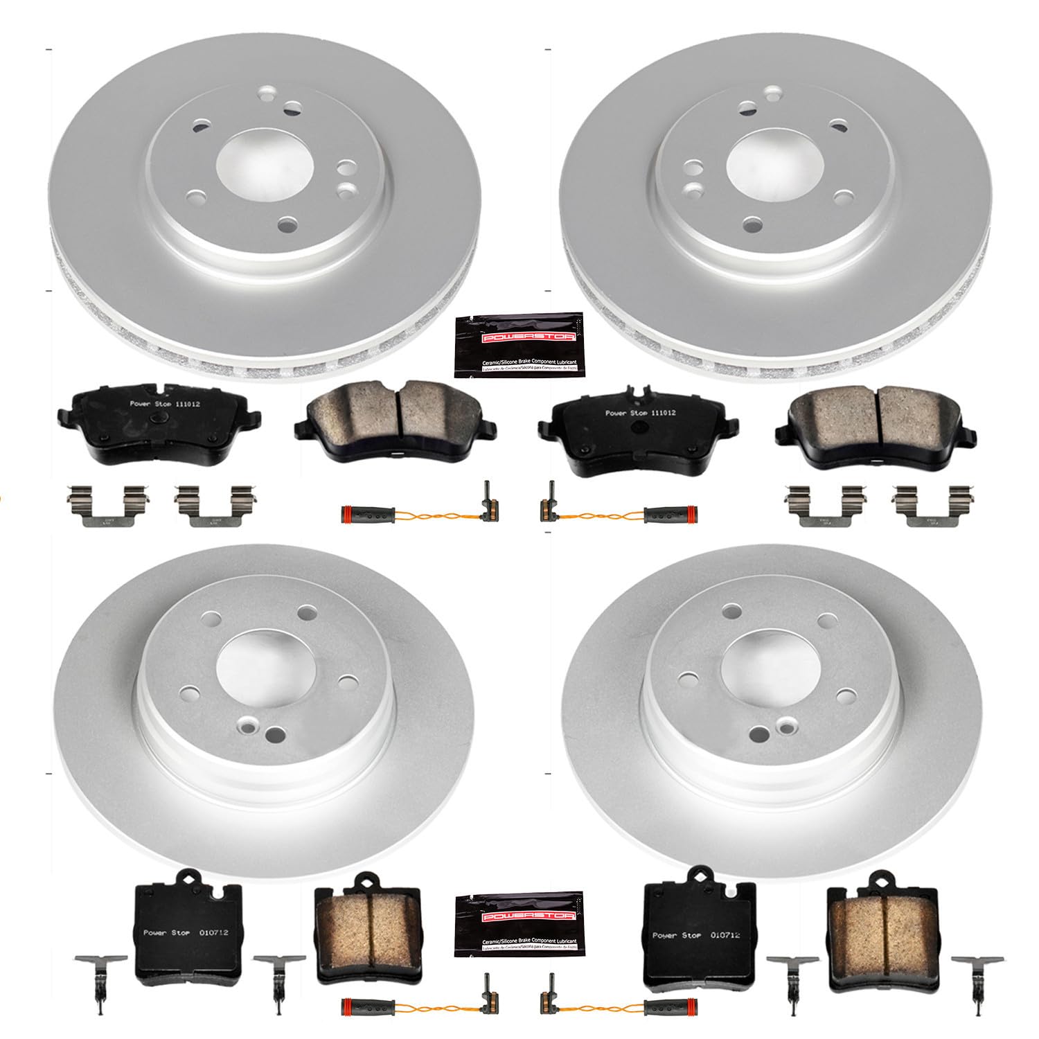 Power Stop Z23 Geomet Coated Brake Kit Front and Rear For Mercedes C, Mercedes C240, Mercedes C280, Mercedes C320, Mercedes C350, Mercedes CLK320, Mercedes CLK350 [Model Specific]