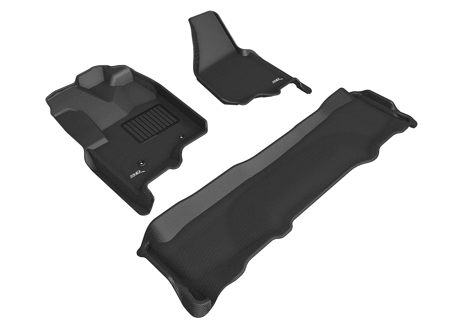 MAXpider 3D Custom Fit Kagu Floor Mat (Black) Compatible with Ford F-250/F-350/F-450 Crew Cab 2012-2016 With Bucket R1 No Floor Shift With Raised Dead Pedal - R1 R2