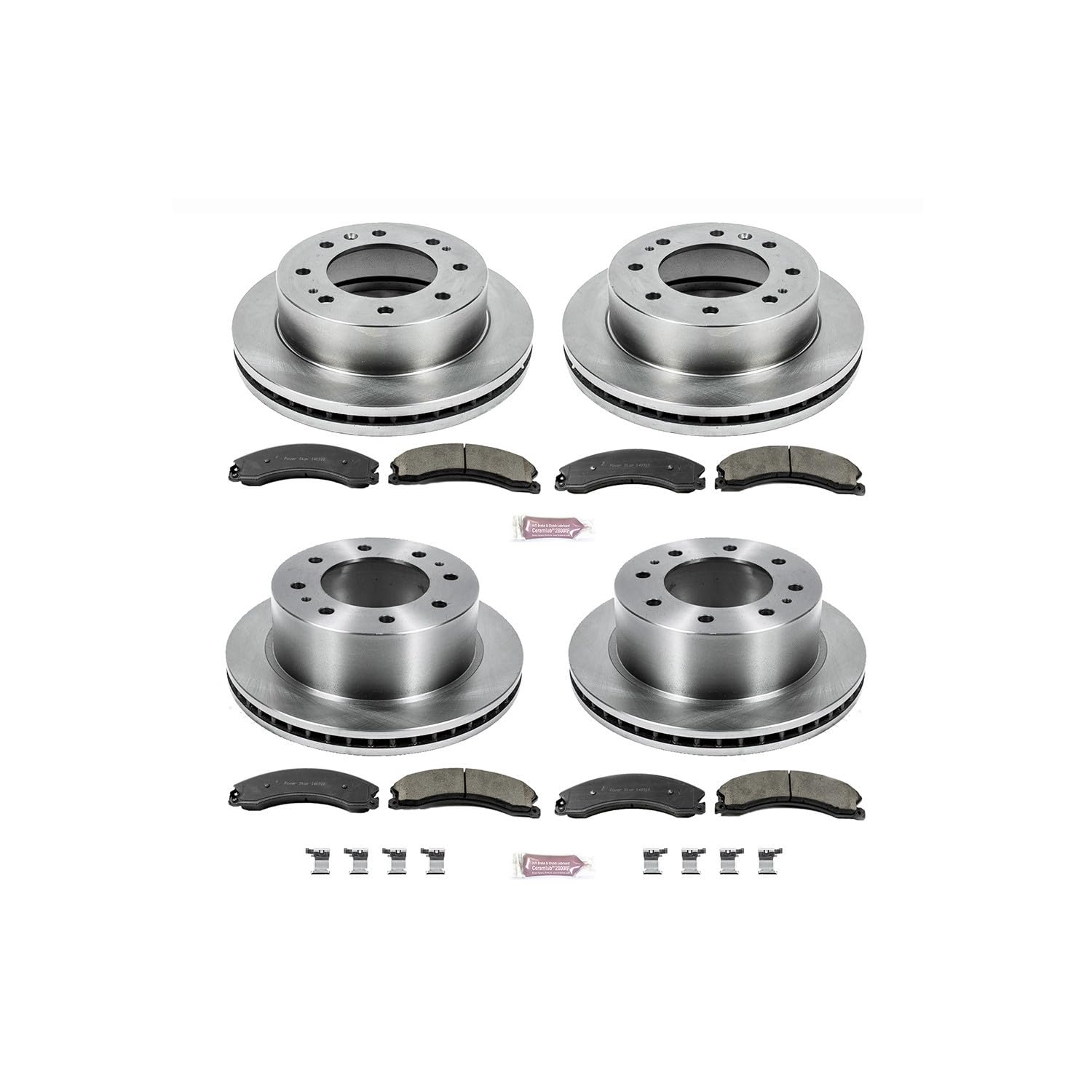 Power Stop Autospecialty KOE6992 Front and Rear Replacement Brake Kit Brake Rotors & Ceramic Brake Pads For 2015 2016 2017 2018 2019 Chevy Silverado 2500 HD GMC Sierra 2500 HD | Suburban 3500 HD