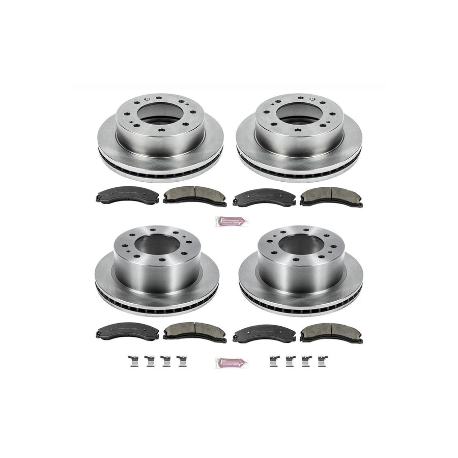 Power Stop Autospecialty KOE6992 Front and Rear Replacement Brake Kit Brake Rotors & Ceramic Brake Pads For 2015 2016 2017 2018 2019 Chevy Silverado 2500 HD GMC Sierra 2500 HD | Suburban 3500 HD