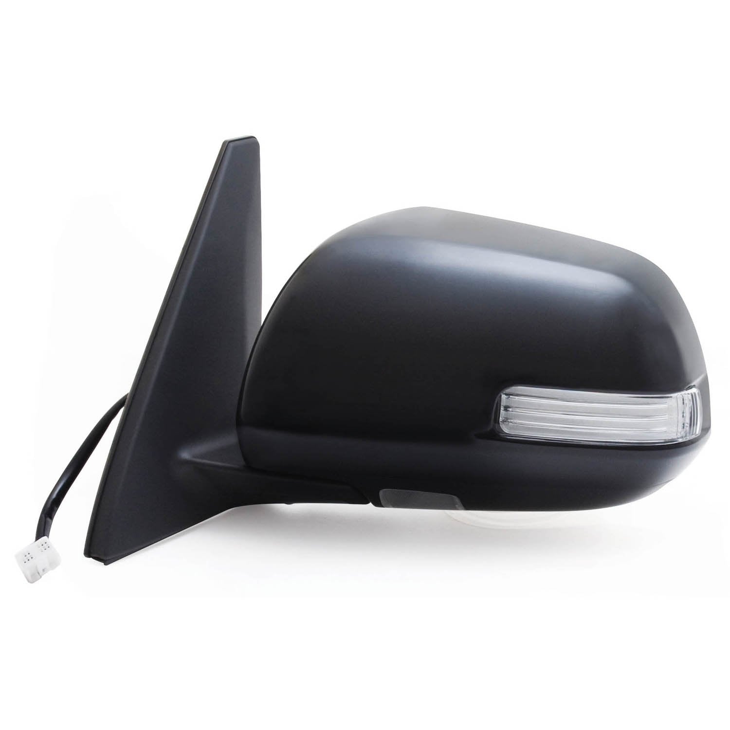Mirror Driver Side for Toyota 4 Runner, w/Turn Signal & Puddle lamp, Black, PTM Cover, Heated Power, Foldaway