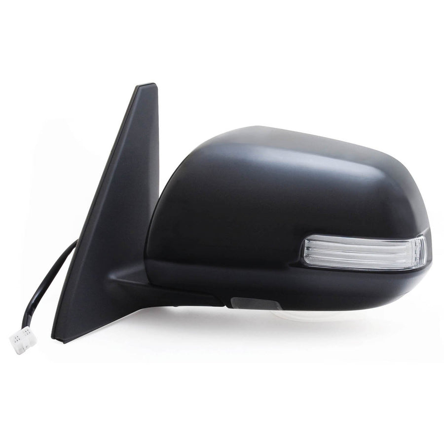 Mirror Driver Side for Toyota 4 Runner, w/Turn Signal & Puddle lamp, Black, PTM Cover, Heated Power, Foldaway