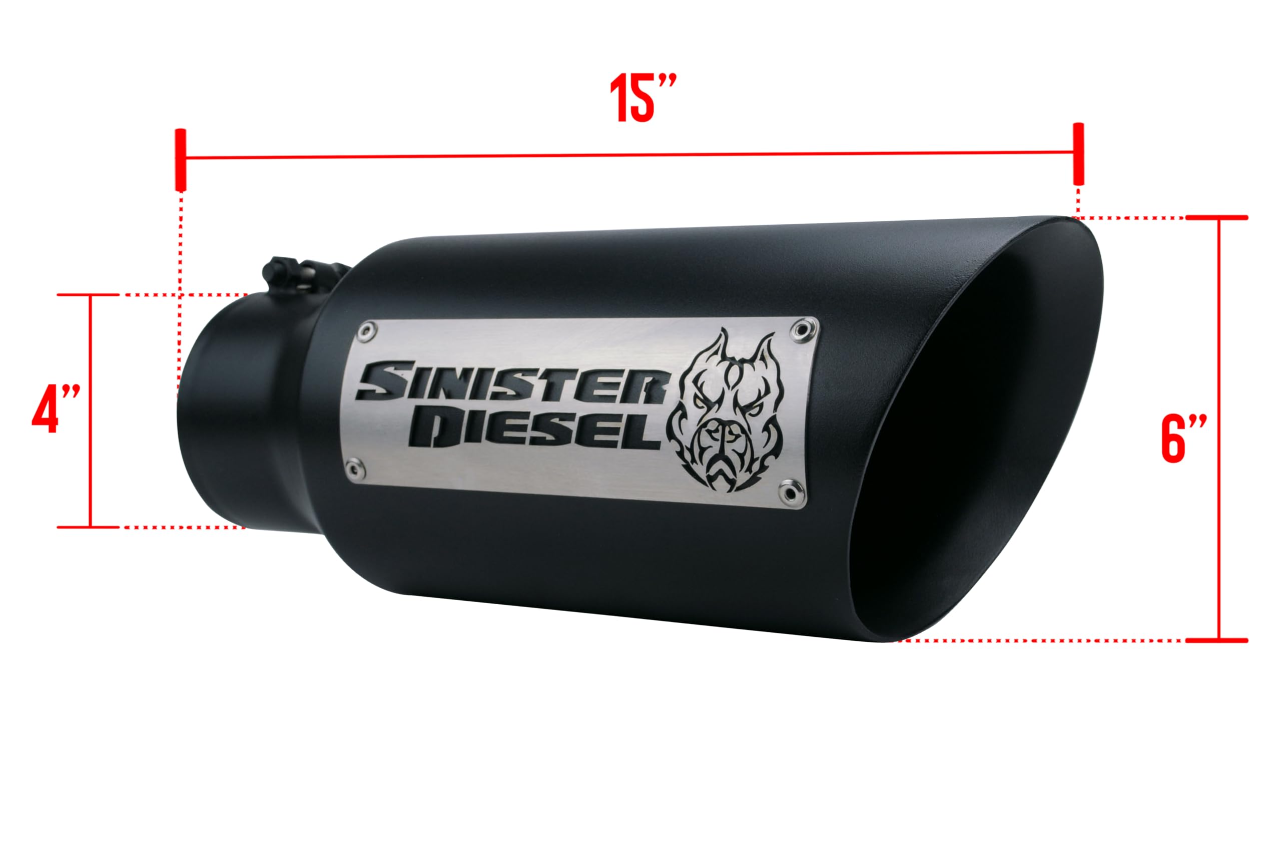Dual Wall Sinister Diesel Exhaust Tip W/Angle Cut 4" to 6" Black